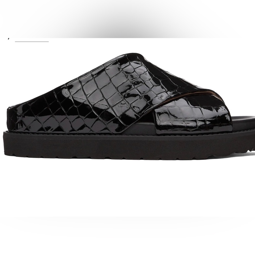 NEW GANNI Black Croc Crossover Platform Sandals - Picture 6 of 13